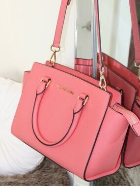 Michael Kors Red Satchel with Gold Hardware